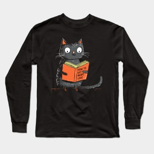 Book Lover Funny Cat Reading Book Long Sleeve T-Shirt